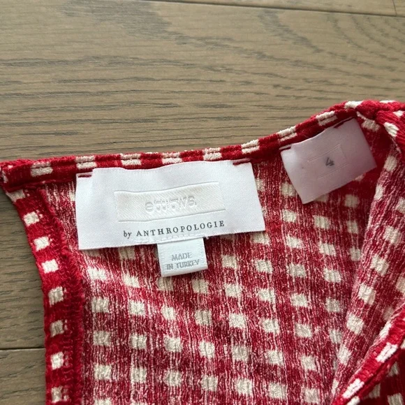Anthropologie Margaret Belted Red and White Checkered Jumpsuit - Picture 6 of 10